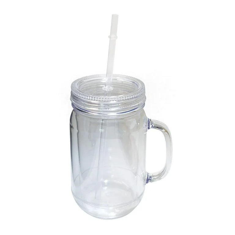 20 oz Acrylic Mason Jar with Handle Customizable Cup